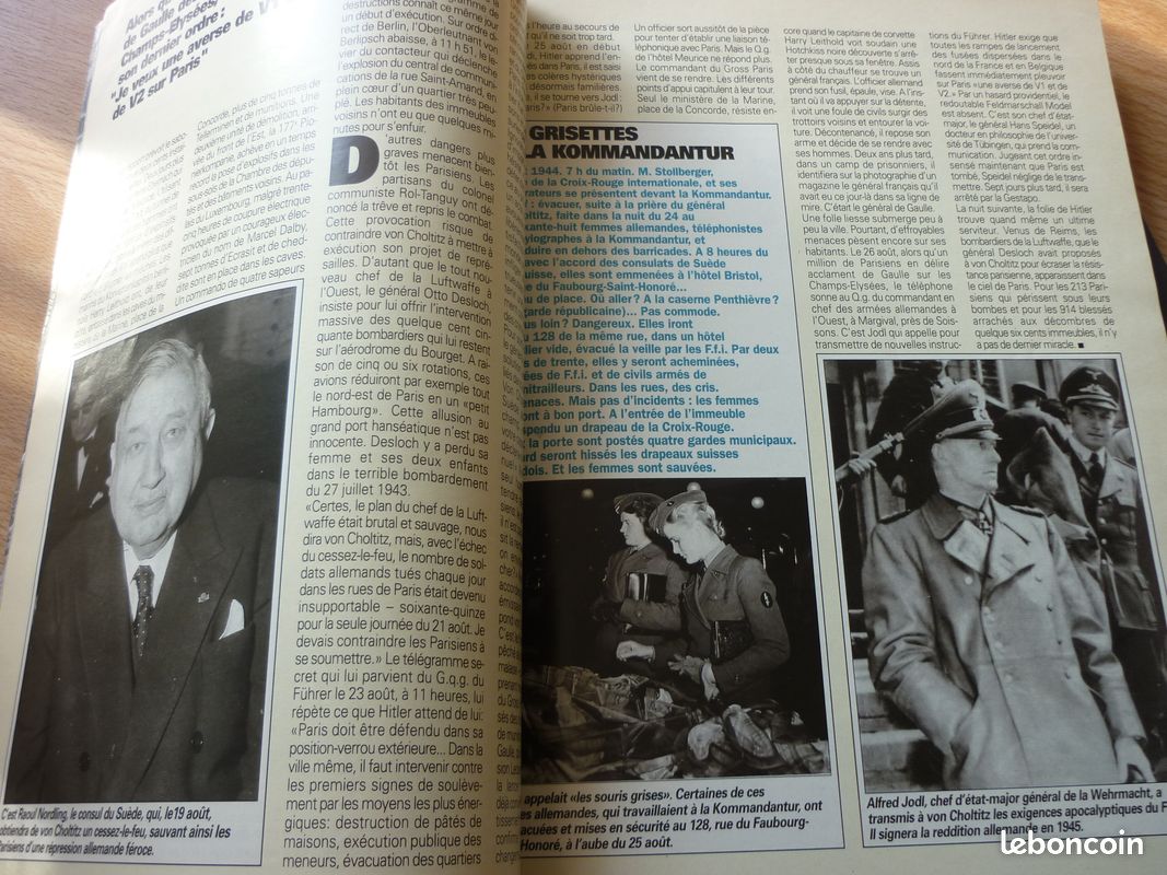 Paris match de aout 1994 "les 50 ans de la libération de paris 24 aout 1944" à 8 euros (image 2)