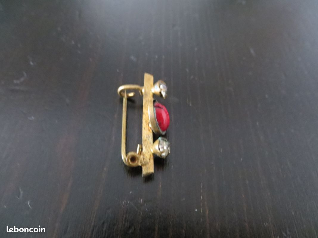 Broche strass brillant et coccinelle pierre bijou XX ème 1950 (image 3)