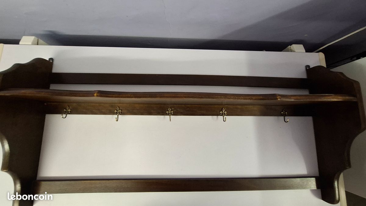 Étagère à Casseroles En Bois, Ancienne, Longueur 94,5 Cm, Bon état