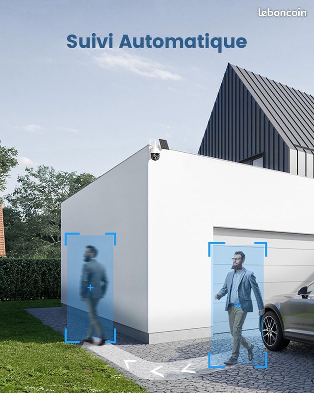 Kit 2 Caméras Solaires Extérieures AOSU 3K - 5MP, Vision Nocturne Couleur, PTZ 360° - Surveillance Sans Fil