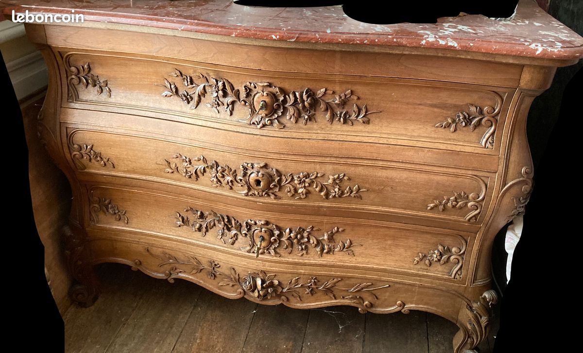 Vends chambre style Louis XV - époque 1900 - Lit + armoire + commode (image 4)