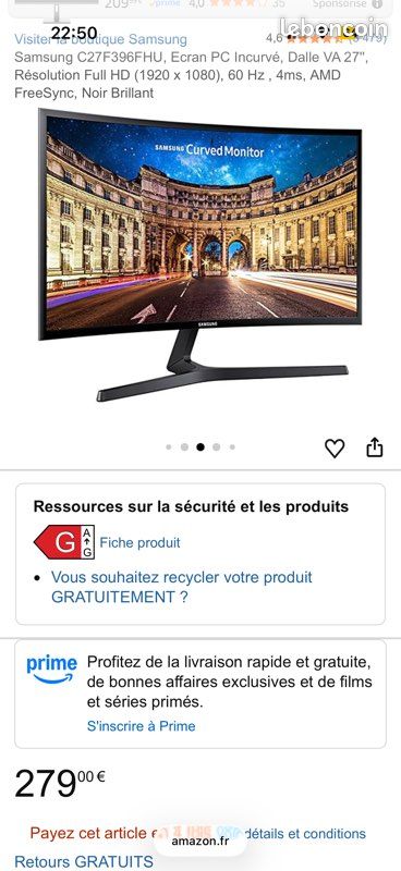 Ecran samsung incurve (image 1)