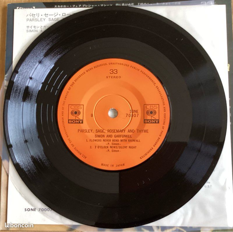 Simon & Garfunkel - Parsley Sage, Rosemary & Thyme - 7" EP 1969 JAPON CBS SONE 70007 EX/EX (image 7)