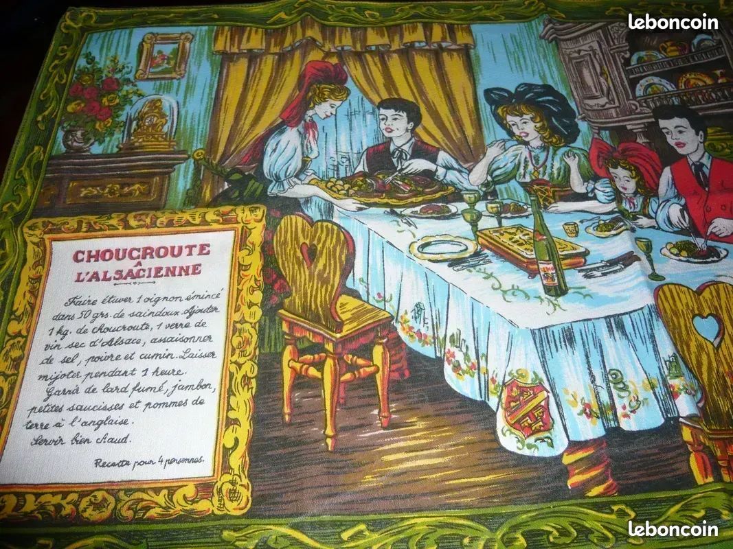 Torchon ancien 1970 Vony recette de la Choucroute