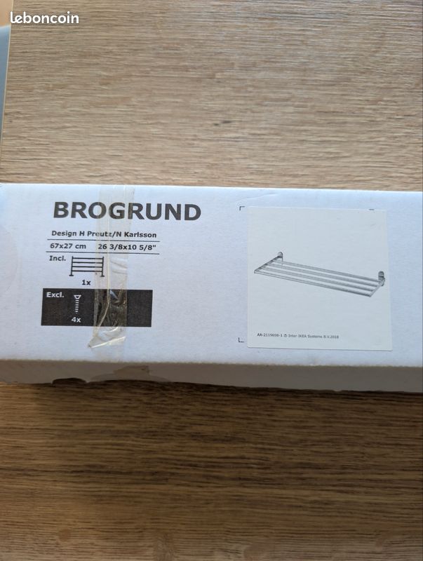 BROGRUND IKEA Étagère murale ou porte-serviettes, acier inoxydable, 67x27 cm 3 barres (image 2)