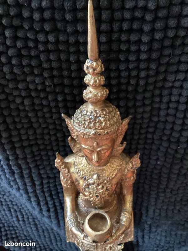 Grande statue de bouddha Thaïlandaise Bronze doré XXème 50 cm (image 5)