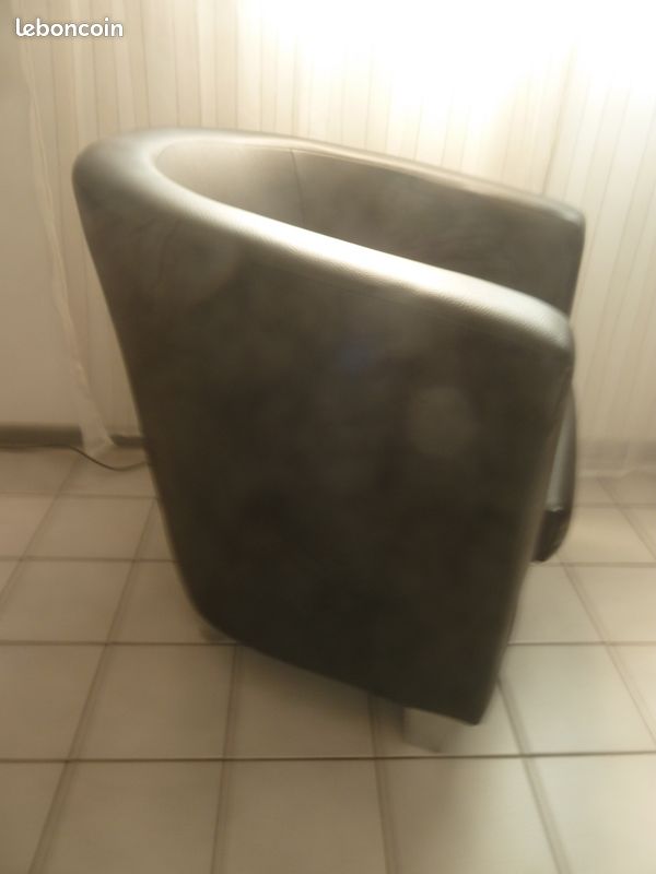 Fauteuil cabriolet simili cuir 1 noir (image 5)