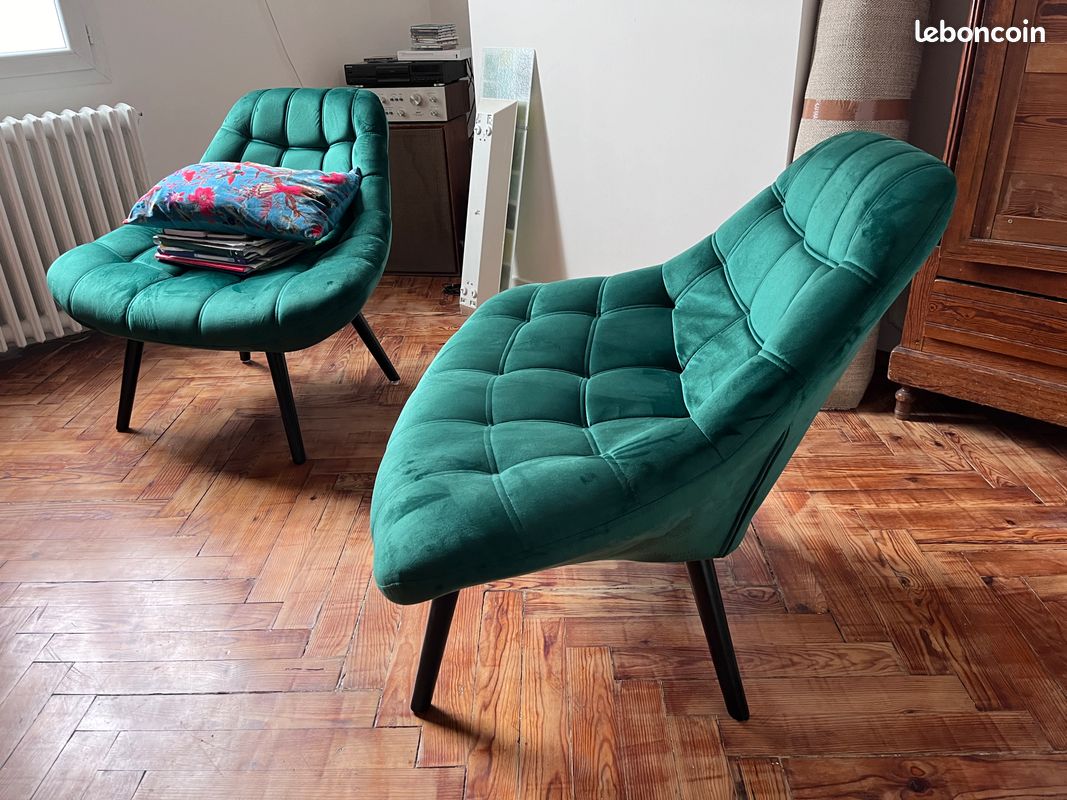 Fauteuils Danios en velours vert (image 2)