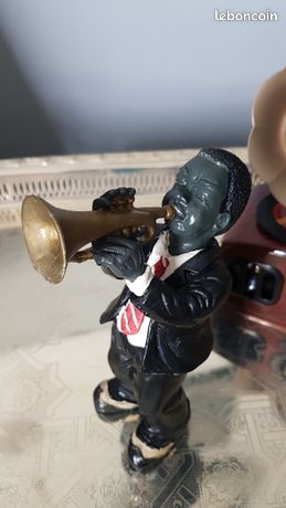 Sculpture Trompettiste Métal Noir 42 Cm - Statue Jazz Décorative