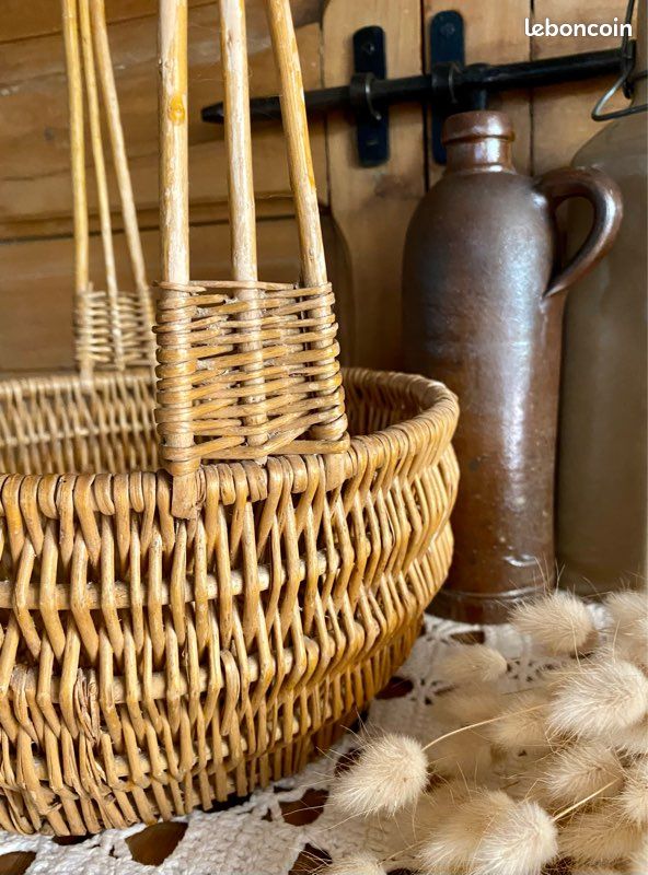 🌿Ancien panier artisanal une anse osier naturel Campagne Chic🌿 (image 3)