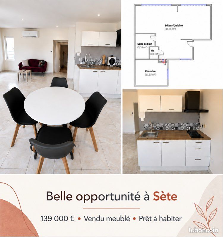 Appartement 3 pièces 54 m² · à Sète · 54 m² · 144 000 €