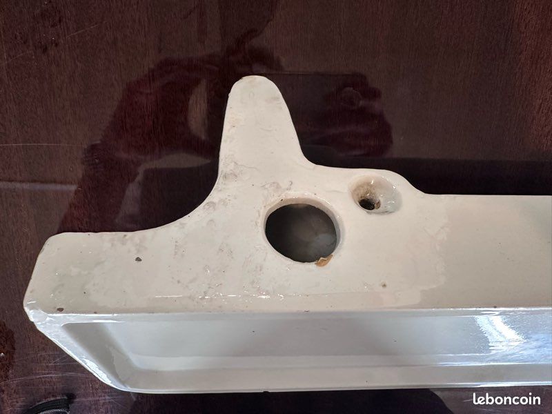 Étagère / tablette ancienne en porcelaine émaillée — salle de bain rétro (image 10)