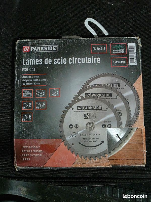 Lames De Scie Circulaire PARKSIDE PKSB 210 A1 - Diamètre 210 Mm - Neuf