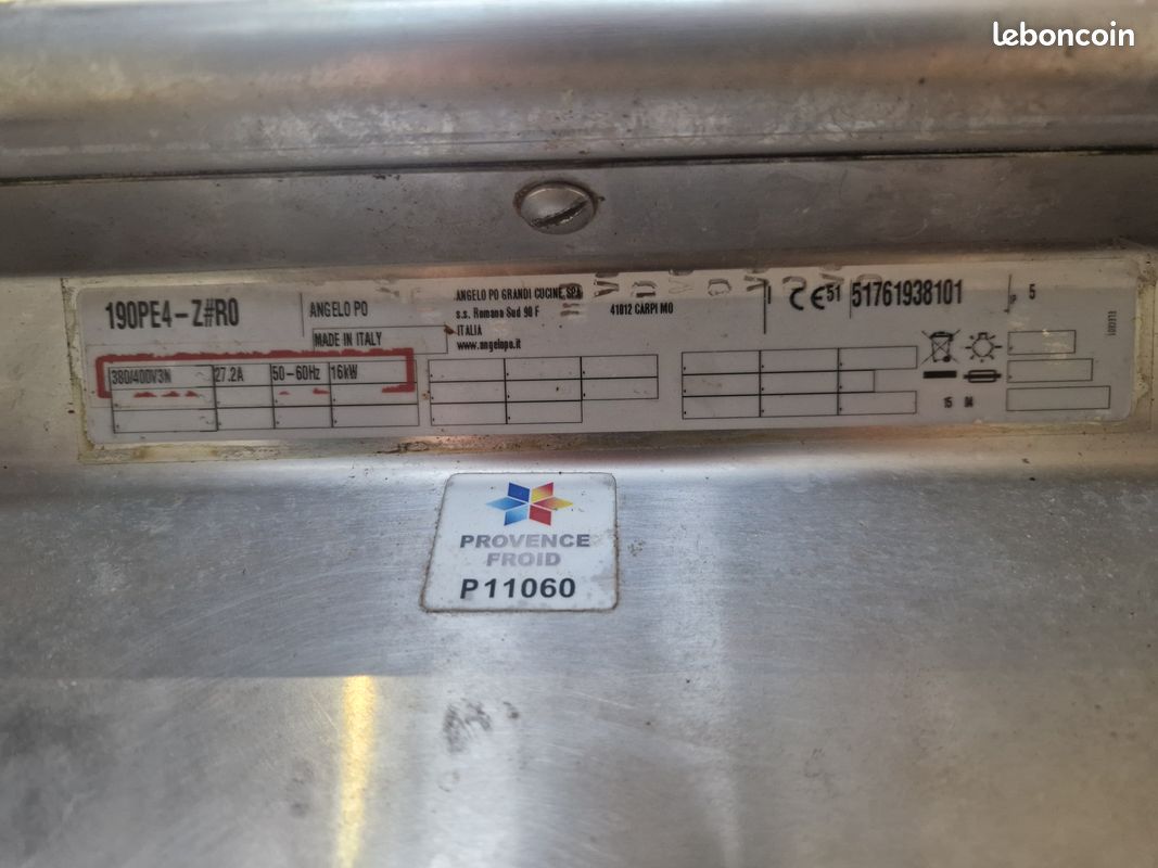 Piano de cuisson professionnel 4 feux gaz sur placard fermé ANGELO PO (image 4)