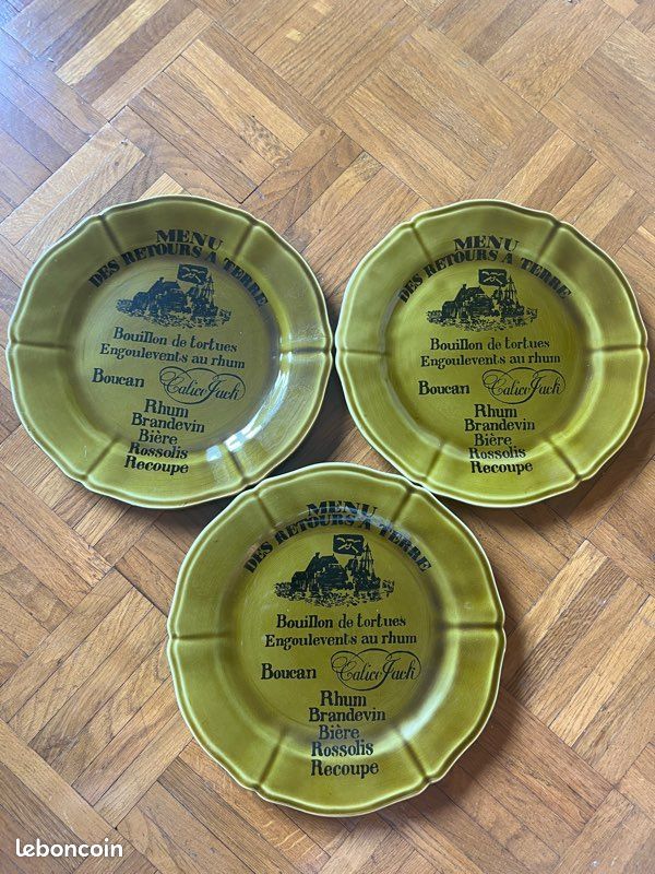 Lot de 3 assiettes Gien vintage (image 1)