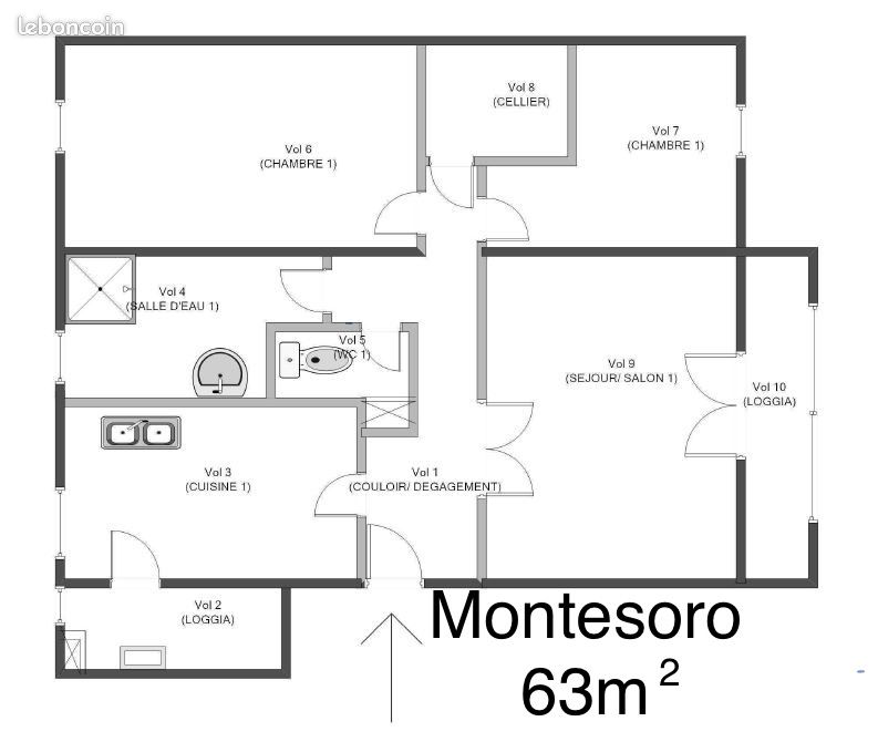 Appartement a louer bastia - 63 m2 - Surfyn