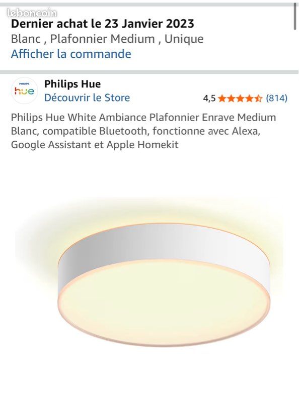 Philips HUE Plafonnier Enrave Medium - White Ambiance (image 1)