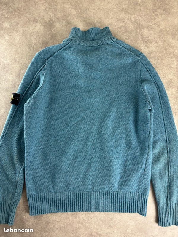 Pull 1/4 Zip col camionneur Stone Island Bleu taille XL (image 7)