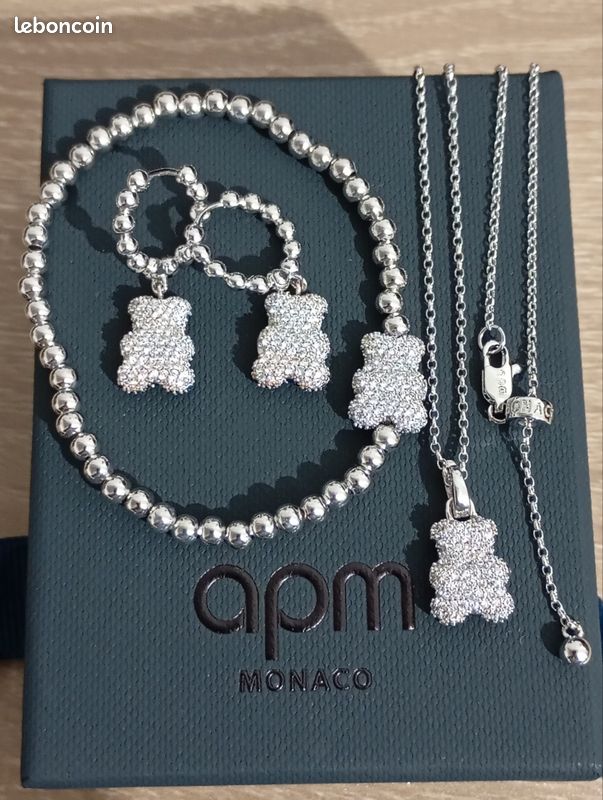 Magnifique ensemble collier et boucles d'oreilles argenté (Neuf (Voir