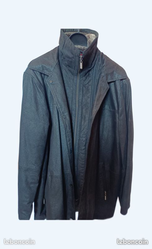 Veste manteau croute de cuir neuf taille xl (image 2)