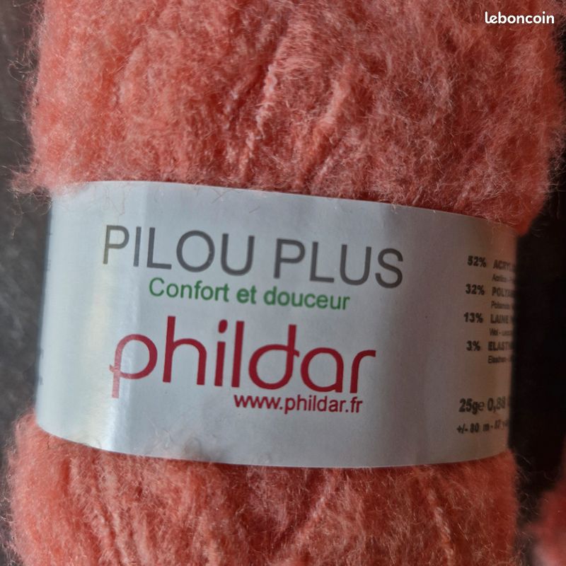 Lot 4 pelotes Pilou Plus. Phildar. Colori coraline (image 2)