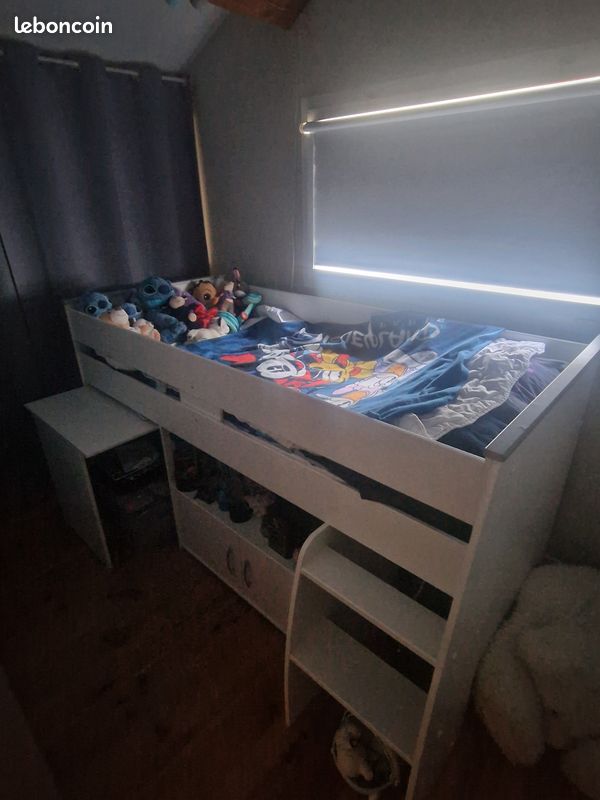 Lit enfant avec bureau et sommier (image 3)