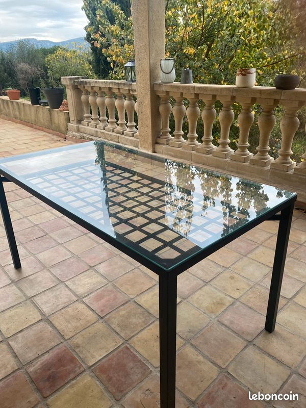 Table fer noir vitré (image 2)