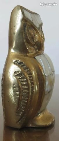 Chouette, hibou, en laiton et nacre (image 7)