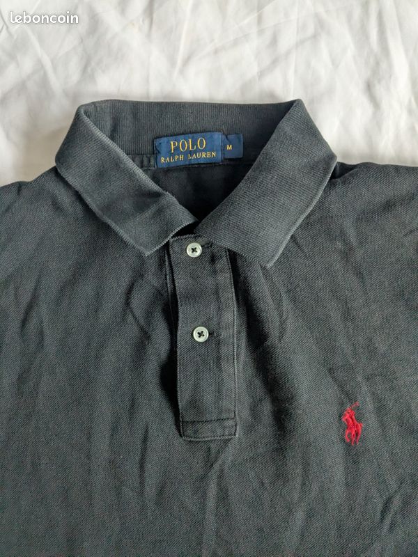 Polo courte manche noir et logo rouge - RALPH LAUREN (image 2)