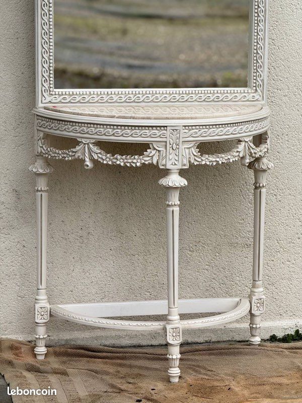 Console dorée avec miroir pour entrée Style vintage imitation de meuble