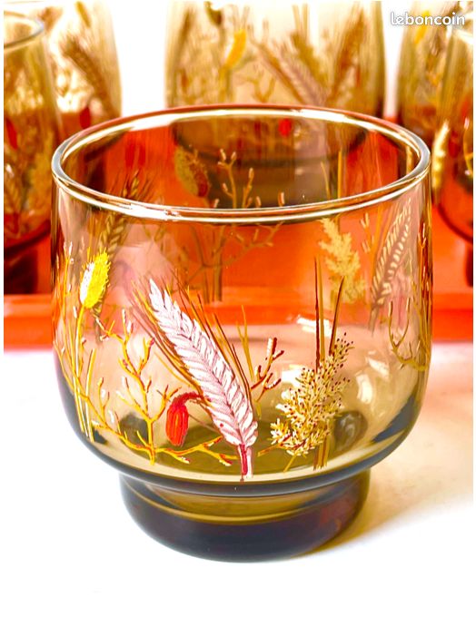 💙 6 Verres Fumés Vintage, Arcopal Graminées (image 1)