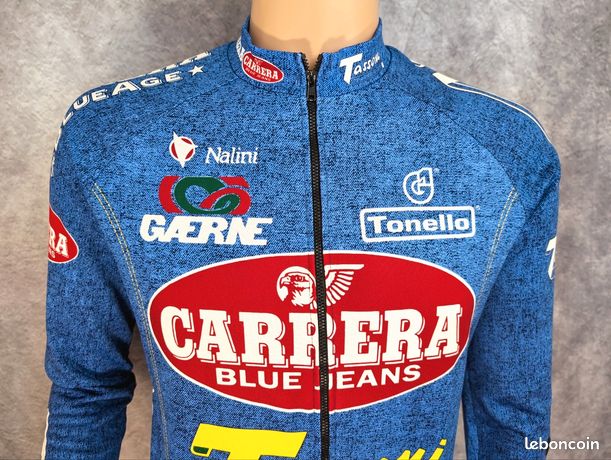 Maillot Cycliste Vintage CARRERA JEANS – Marco Pantani – Années 90 – Taille 10 Ans