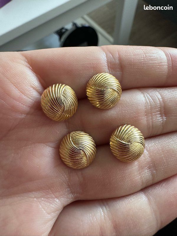 Lot De 4 Grands Boutons En Résine Dorée Vintage 45mm - Occasion, Parfait Pour Customisation