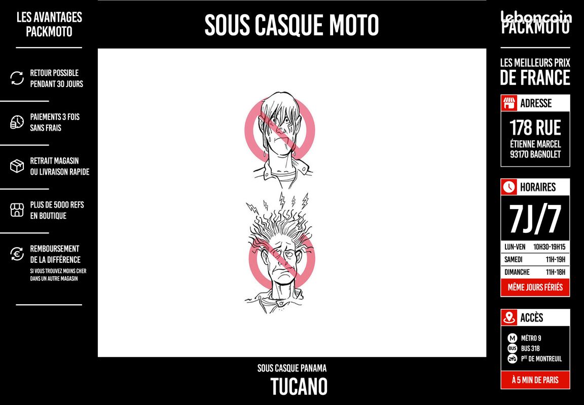 Sous casque/interieur tissus tucano cotton papam - lavable- taille