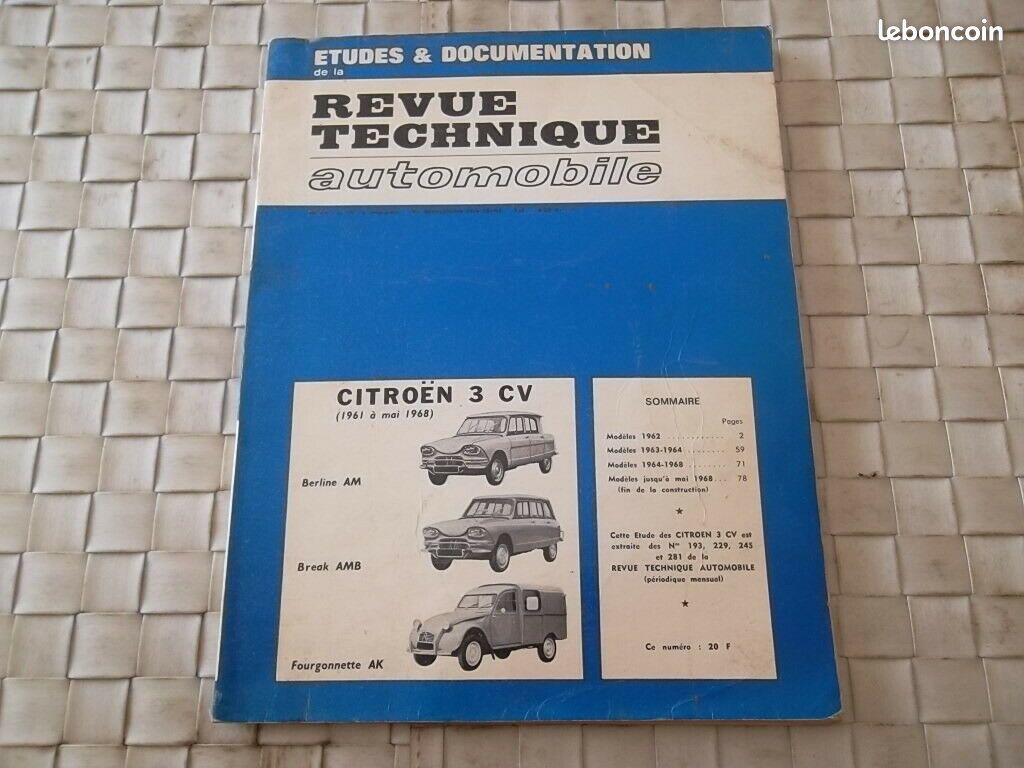 Revue technique citroen 3 cv berline am break amb fourgonnette ak (image 1)