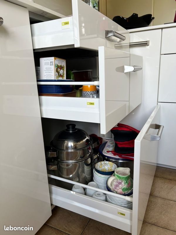 3 tiroirs casserolier laque blanche pour cuisine Mobalpa Socoo'c (image 2)