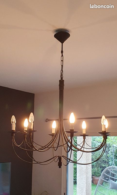 Lustre fer forgé noir 8 branches (image 3)