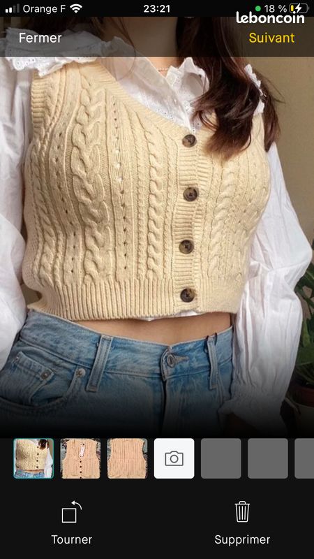 Urban outfitters cream sweater vest - cardigan - gilet sans manches (image 1)