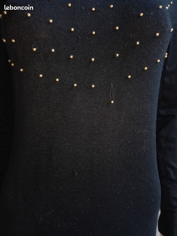 Robe pull avec perles noir T34/36 (image 2)