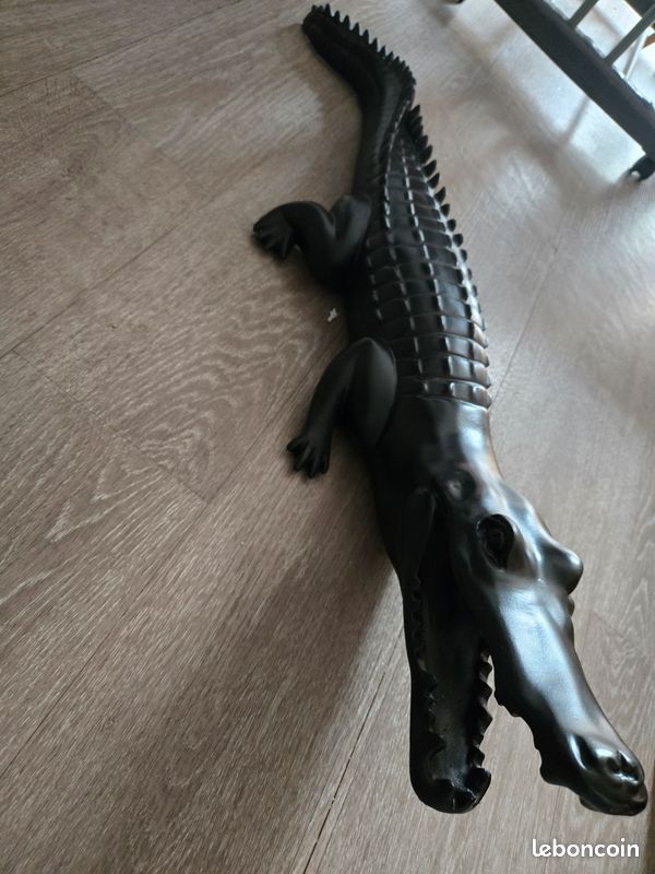 Statuette Déco "crocodile Bouche Ouverte" 62cm Or - Maison
