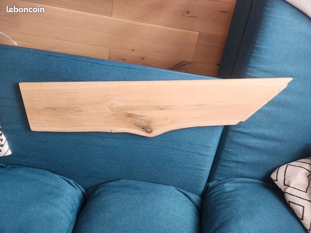 Etagere angle chêne massif brut bord naturel 120cm (image 6)