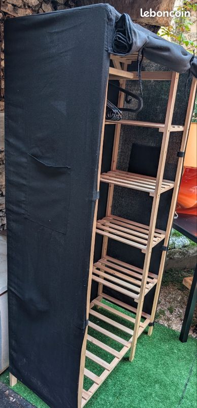 Armoire Penderie pin et tissu (image 3)