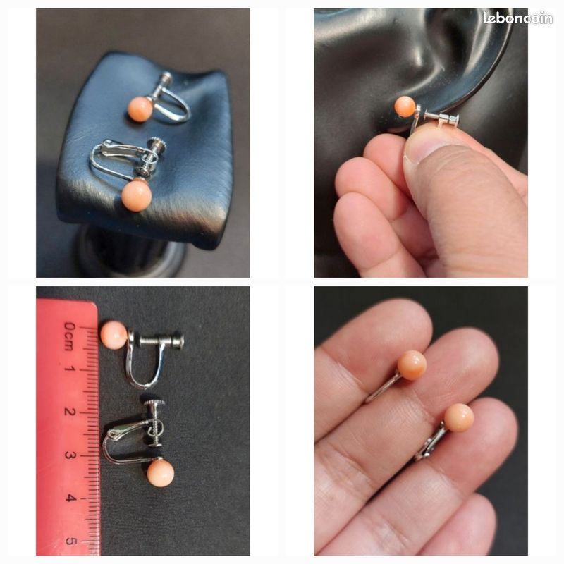 Boucles D’oreilles Clips Singe – Matériaux Mixte Résine, Cuir, Bois – Occasion état Neuf
