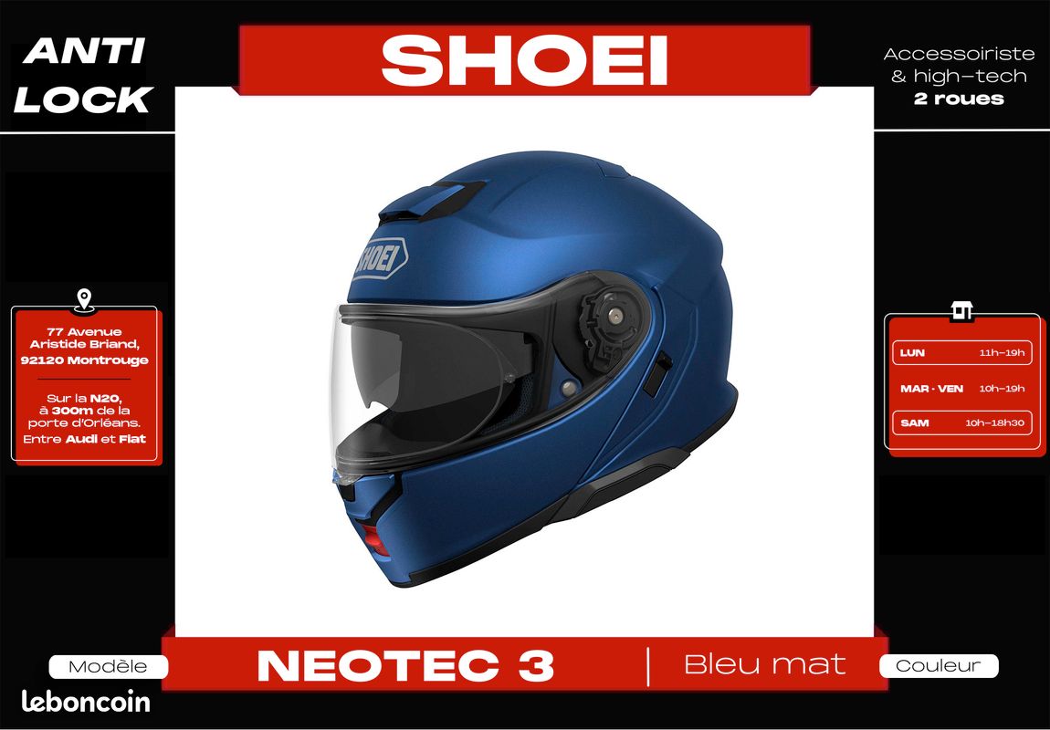 Casque modulable 𝗦𝗵𝗼𝗲𝗶 𝗡𝗲𝗼𝘁𝗲𝗰 𝟯 | 𝗡𝗲𝘂𝗳 + 𝗴𝗮𝗿𝗮𝗻𝘁𝗶𝗲 𝟱 𝗮𝗻𝘀 (image 4)