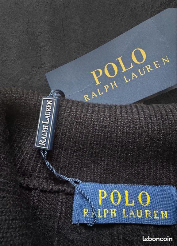 Half zip torsadé Ralph Lauren noir – Taille M – Neuf avec étiquette (image 8)