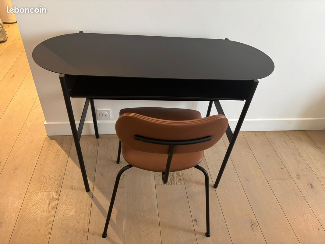 Bureau métal noir la redoute et chaise cuir ampm (image 1)