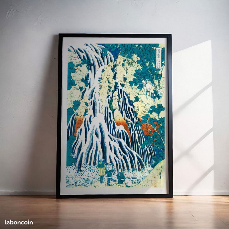 Affiche estampe Hokusai paysage cascade japon (image 1)