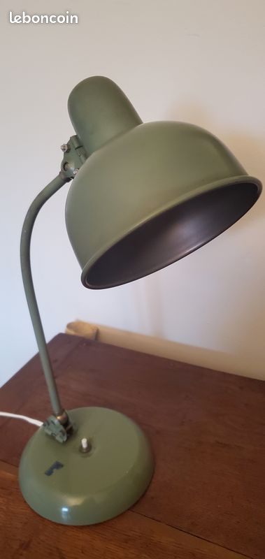 Ancienne lampe gras Ravel sur socle en bois modèle n°304 vert d'eau