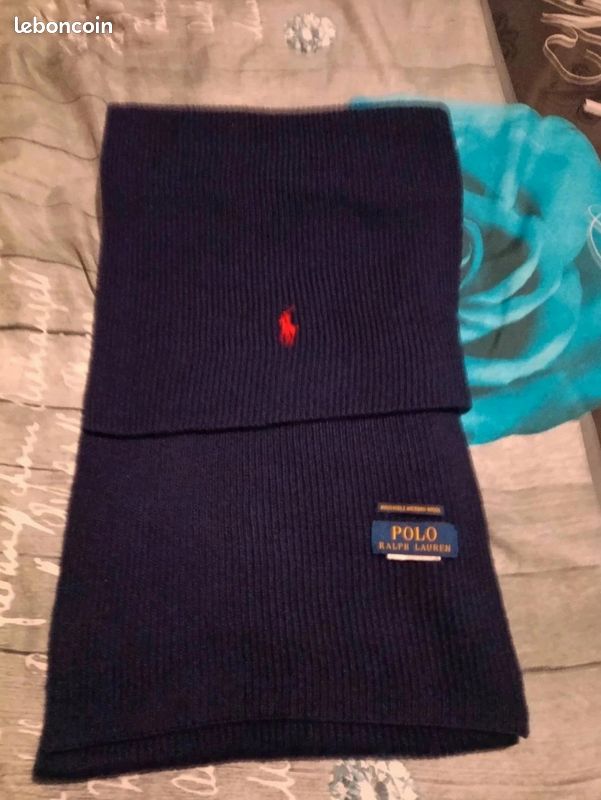 Écharpe Polo Ralph Lauren - 100% Laine Mérinos - Bleu Marine (image 2)