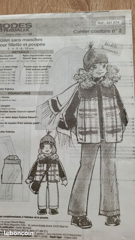 Ancien Patron De Vêtements Pour Poupée - Modèle 34, 40 & 45 Cm (Paletot, Gilet, Chapeau) - Reproduction Novembre 1877
